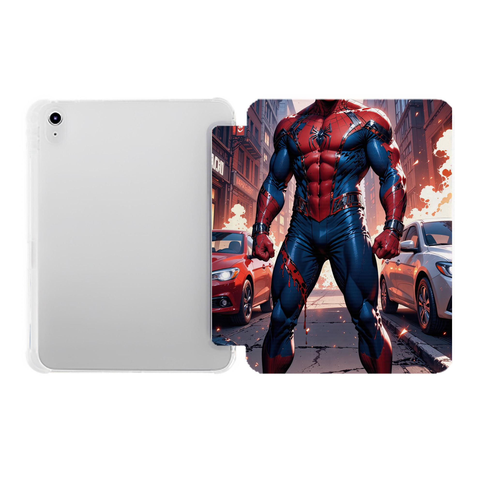 （画像用） Spider Man スパイダーマン IPad ケース ペン収納付き 三つ折りスタンド PUレザー×シリコン 対応機種9.5/10.5/10.9インチ